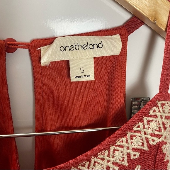 One the Land Embroidered Woven‎ Tank Sleeveless Dress cutout tie back Size Small - Picture 5 of 10